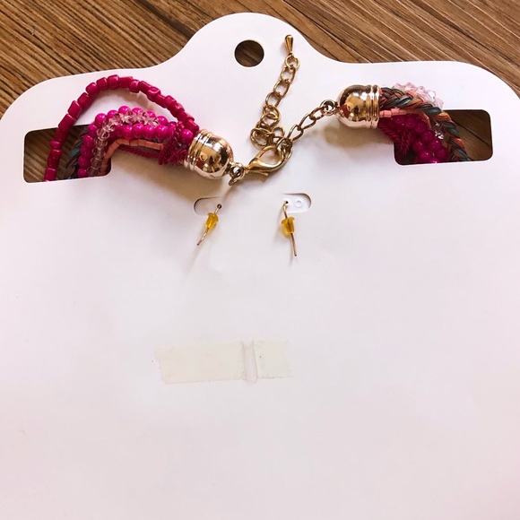 Beya Pink Beaded Necklace and Earring Set - Picture 3 of 6